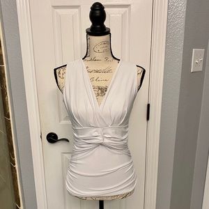 Venus White V-Neck Sleeveless Top